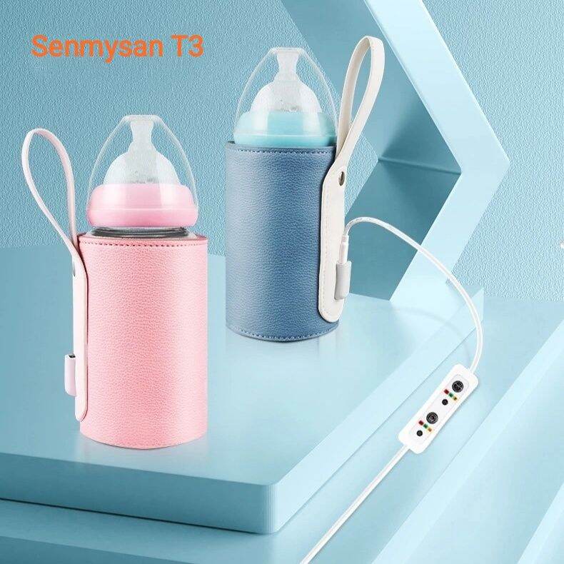Trọn bộ túi ủ sữa giữ nhiệt da Senmysan T3 cho bé kèm bộ sạc hẹn giờ