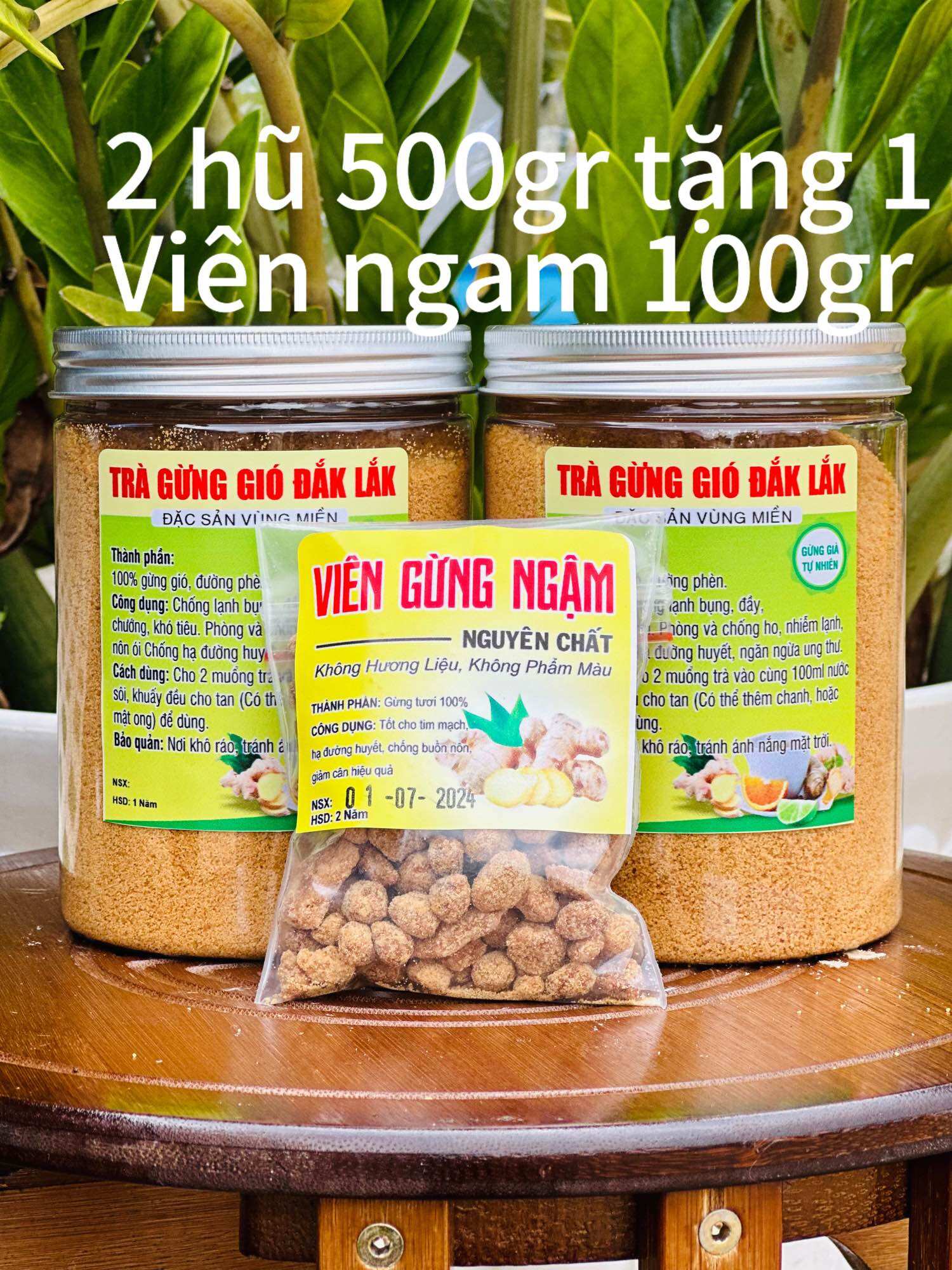 Trà Gừng gió đường phèn Hòa Tan Làm từ gừng gió và Đường phèn thủ công không chất bảo quản
