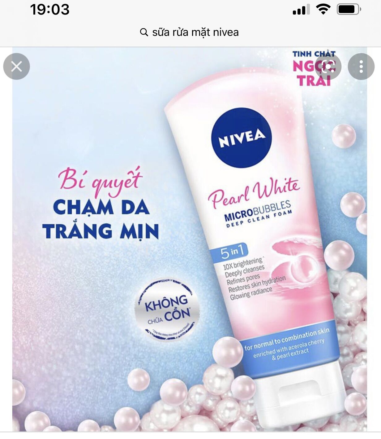 Nivea sửa rửa mặt làm trắng da ngọc trai 100 ml cho làn da trắng mượt