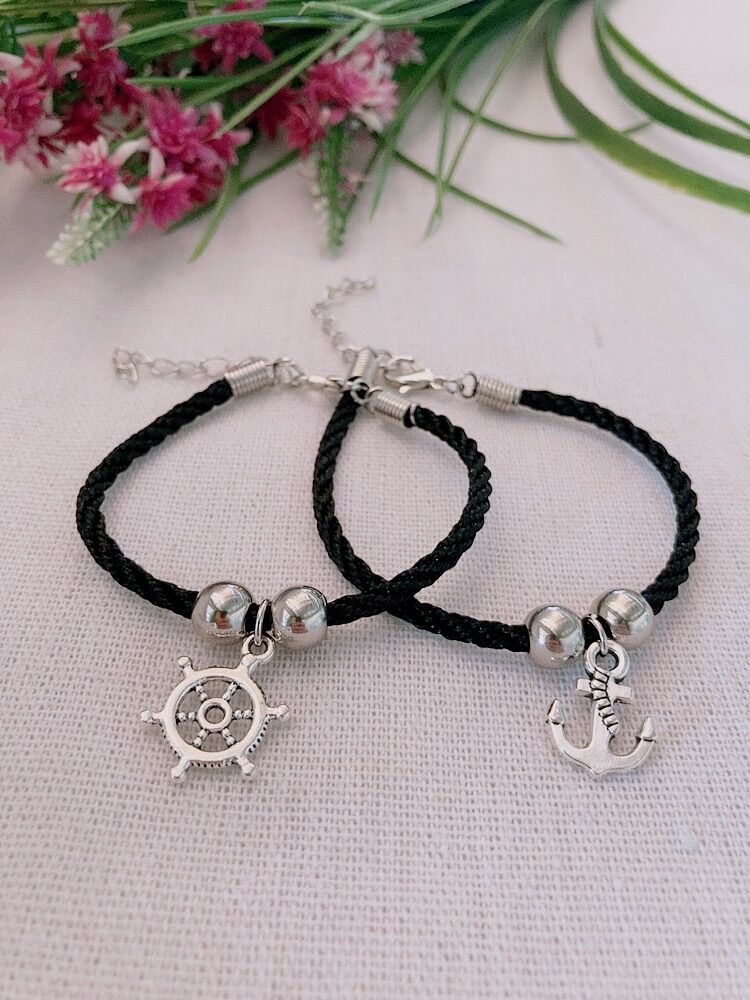 Vòng tay cặp đôi bánh lái mỏ neo 2 vòng như ảnh