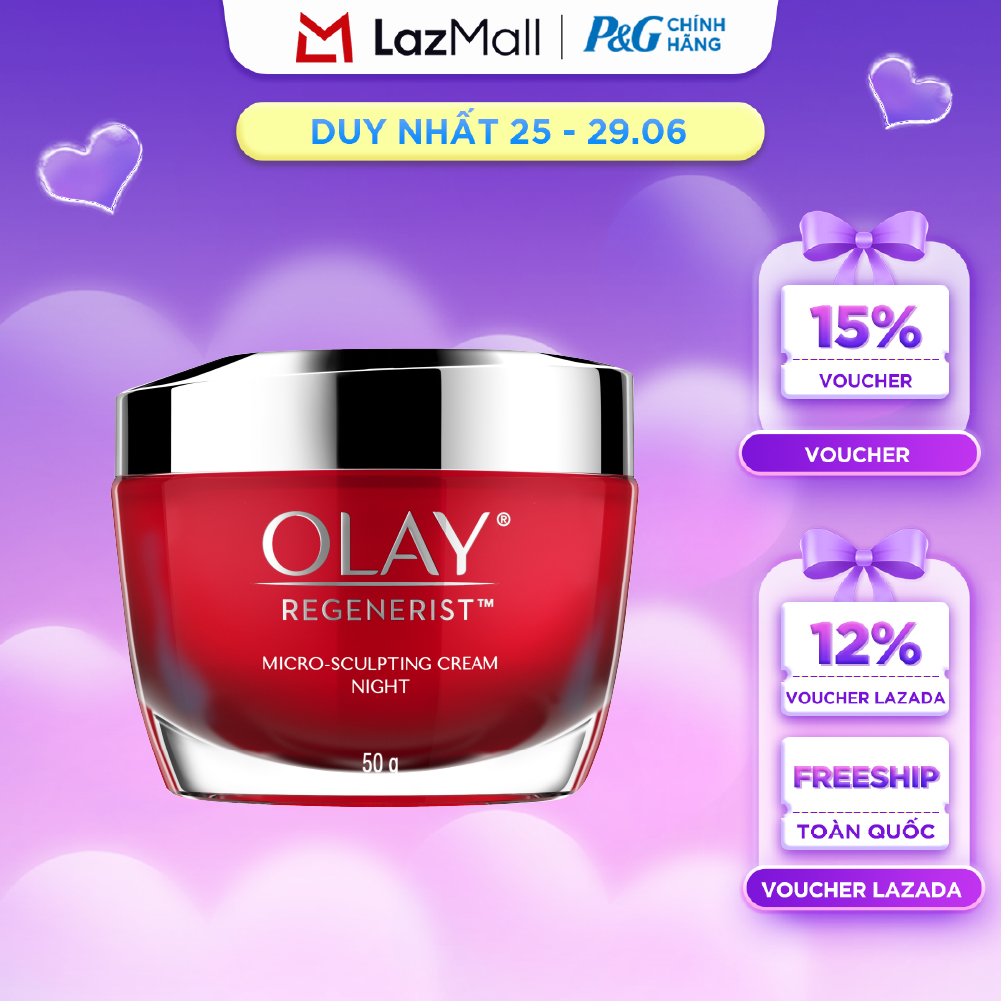 Kem Dưỡng Ban Đêm OLAY REGENERIST Căng Mướt, Sáng Khỏe  Phục Hồi Dấu Hiệu Lão Hóa Hũ 50G
