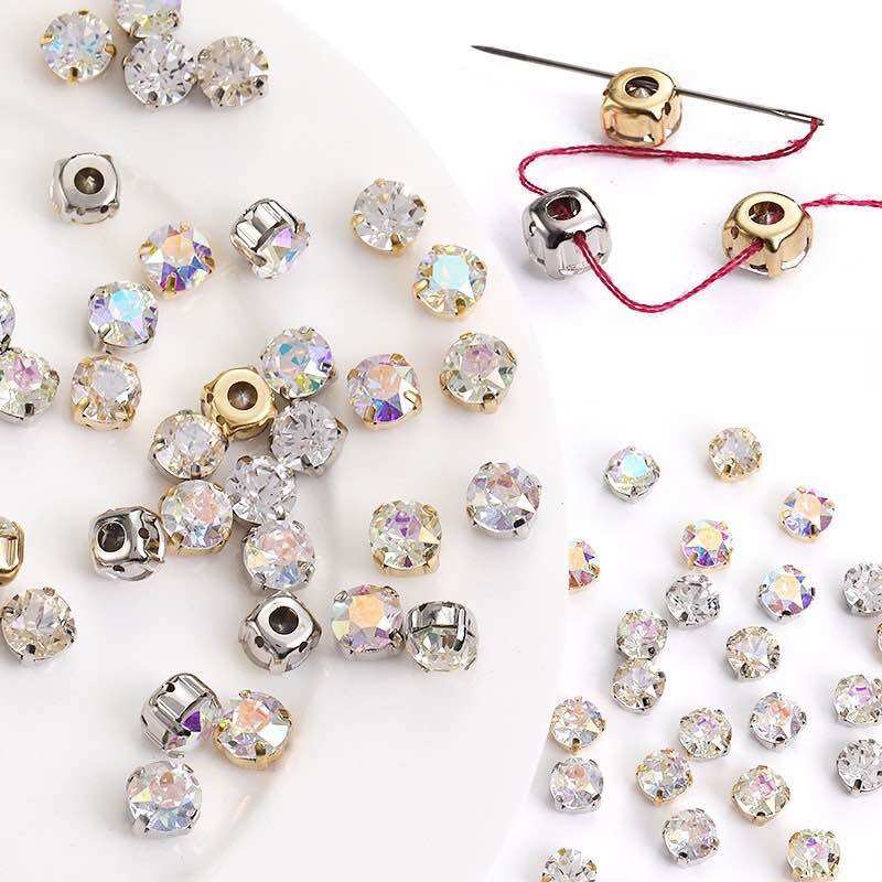 100 viên hạt xoàn đá chấu 10mm kết trang phục, cài tóc