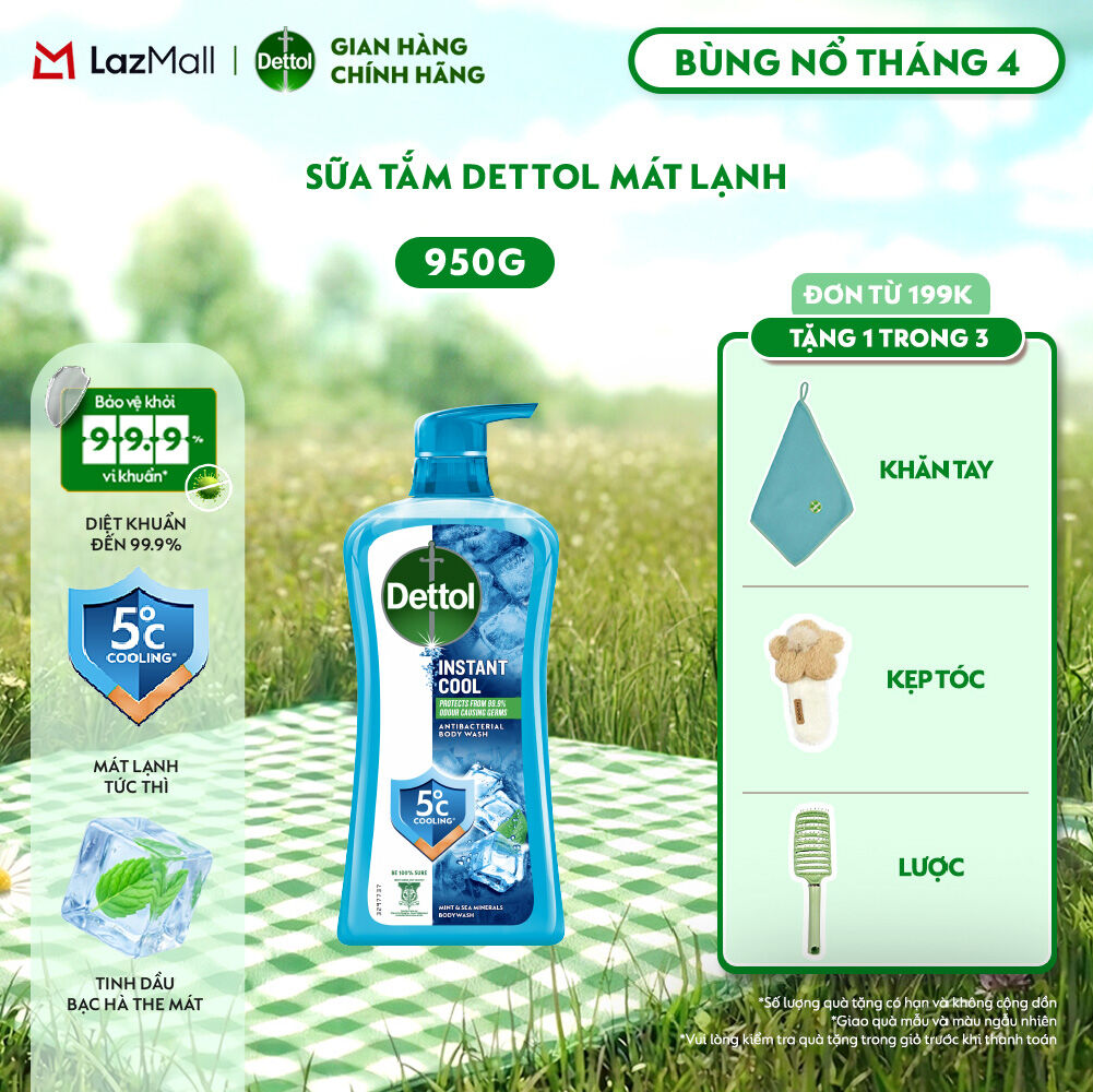 Sữa tắm Dettol Cool kháng khuẩn, mát lạnh tức thì - chai 950g