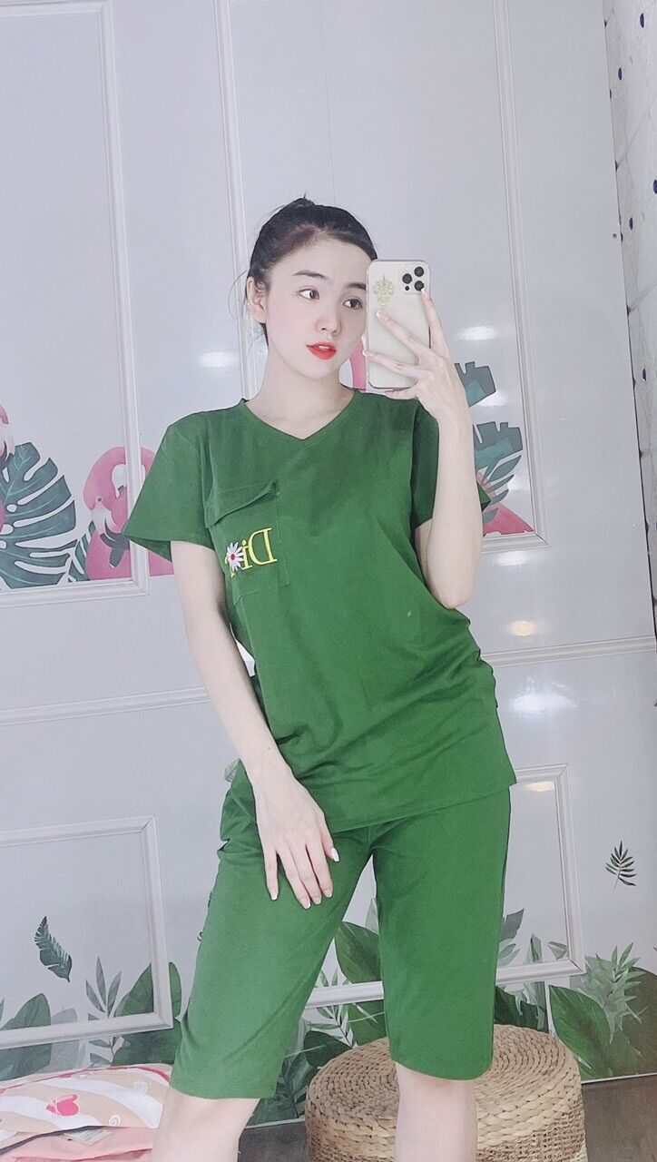 [CÓ BIGSIZE TỚI 85KG] Set bộ thun, đồ bộ thun nữ thêu mặc nhà dễ thương