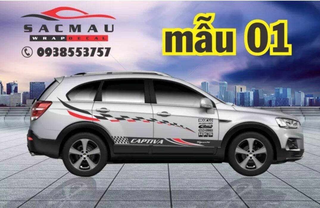 Tem dán xe chevrolet  Captiva, tem dán hông xe Captiva