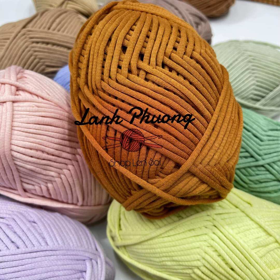 Sợi Vải Bông Ribbon Yarn Móc Túi Xách Cuộn 100gr