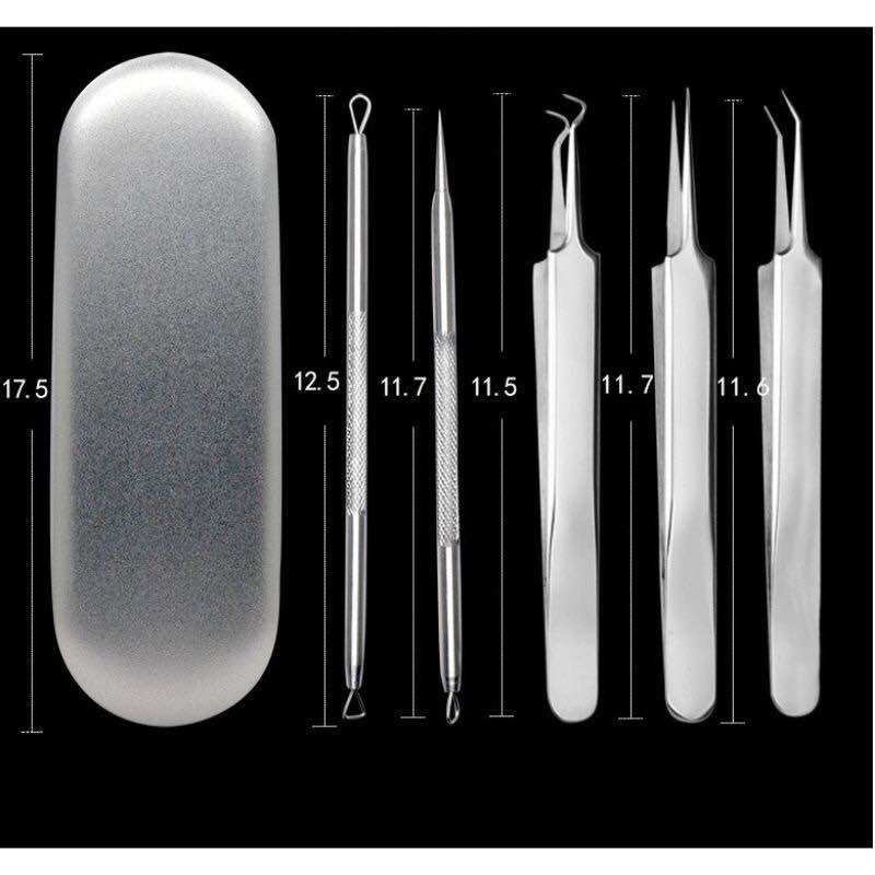 Bộ nặn mụn 5 món cao cấp inox không gỉ - bộ nặn mụn đầu đen 5 chi tiết - pmy beauty spa
