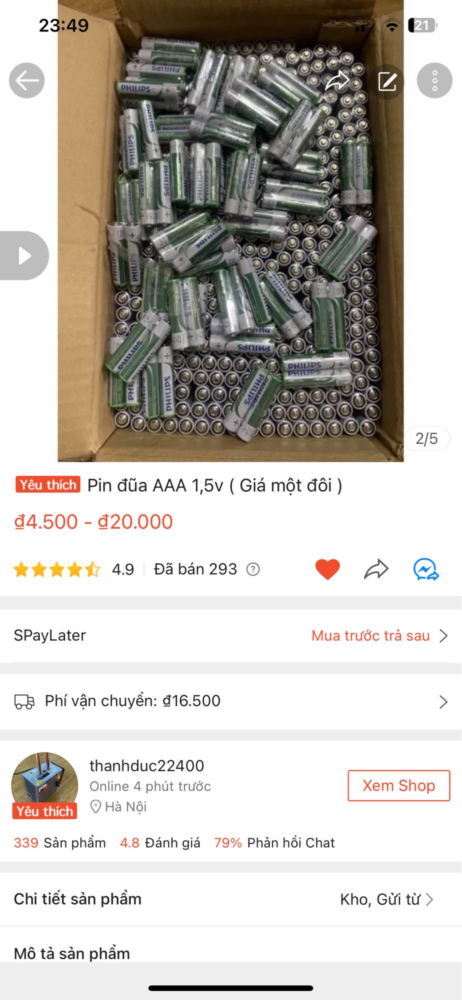 Pin đũa AAA 1,5v ( Giá một đôi )