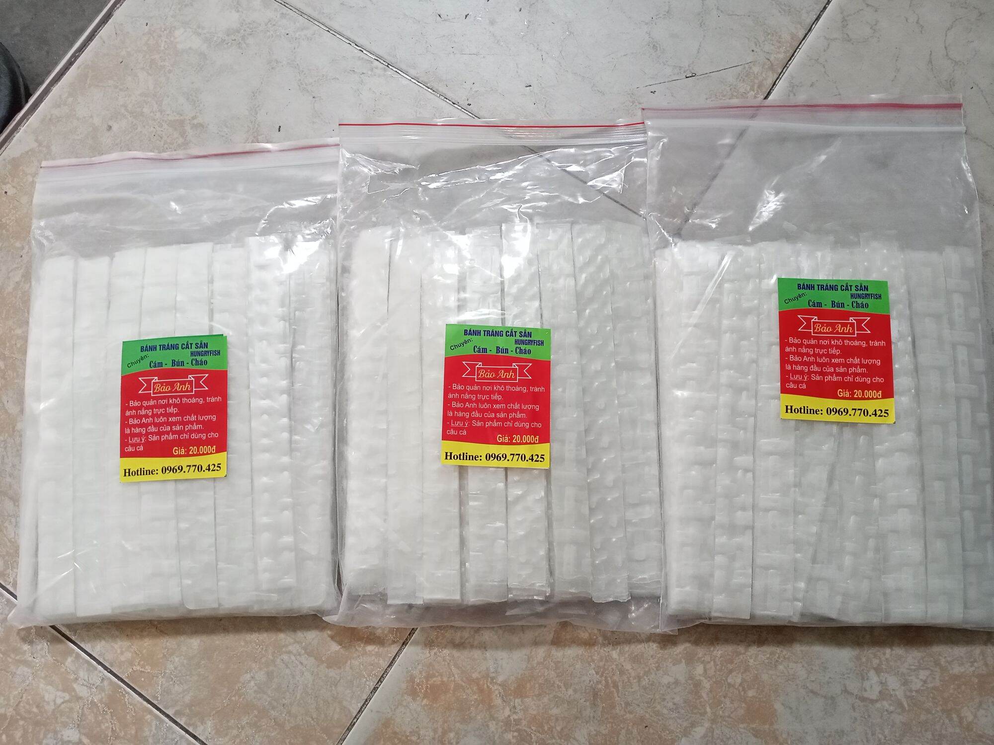 bánh tráng cắt sẵn câu cá
