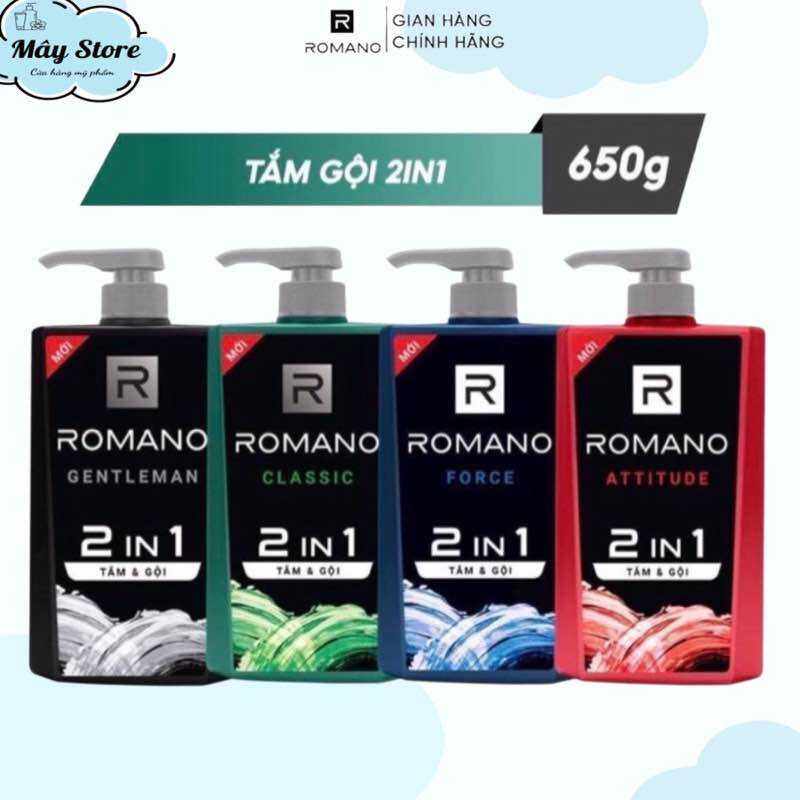 Sữa Tắm Gội 2in1 Romano 650g