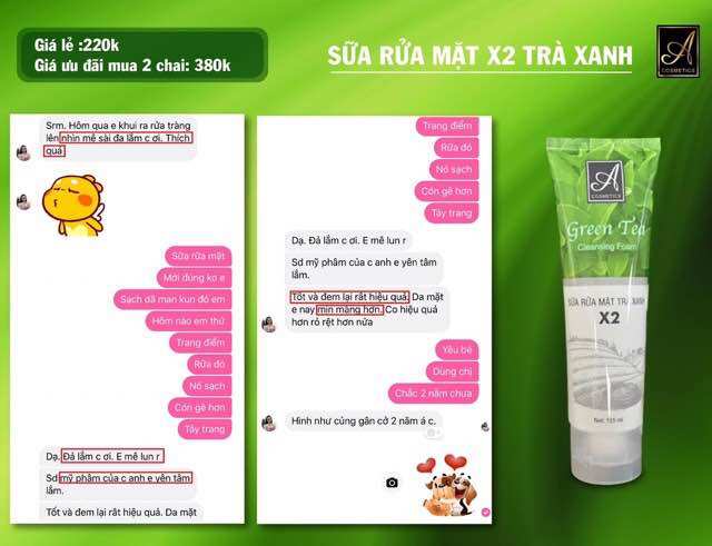 SỮA RỬA MẶT TRÀ XANH X2 ACOSMETICS