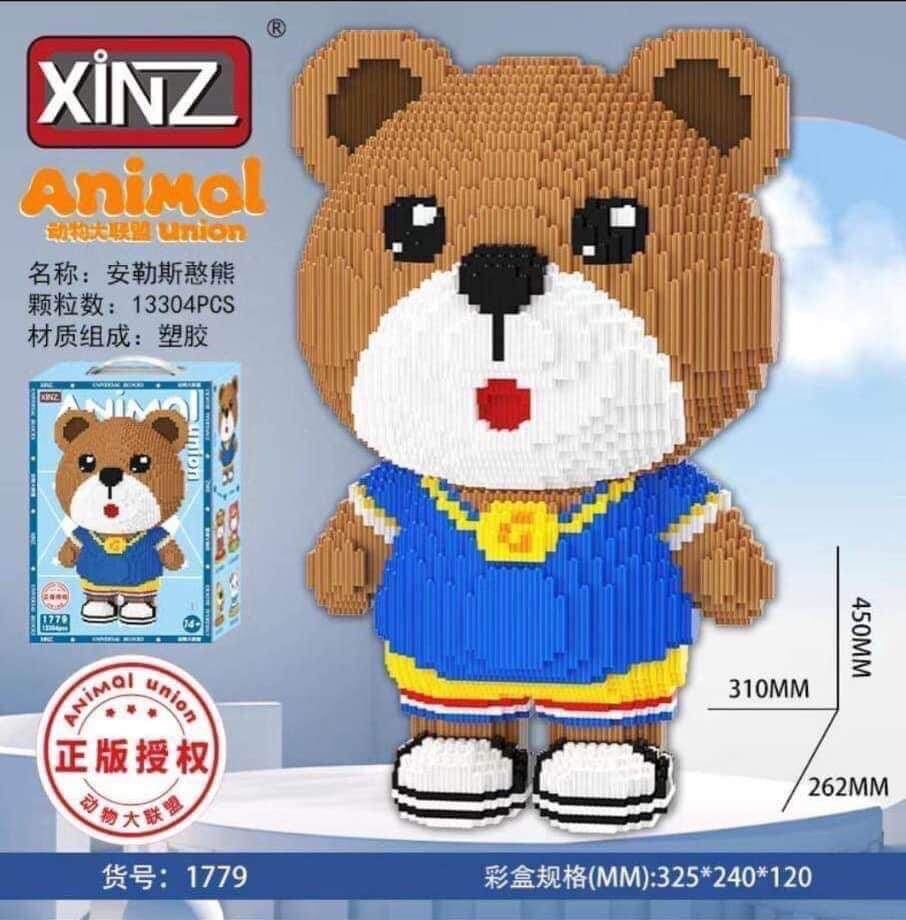 Xếp hình lắp ghép gấu Bearbrick 45cm, Lắp ráp mô hình nhân vật đồ chơi cho bé