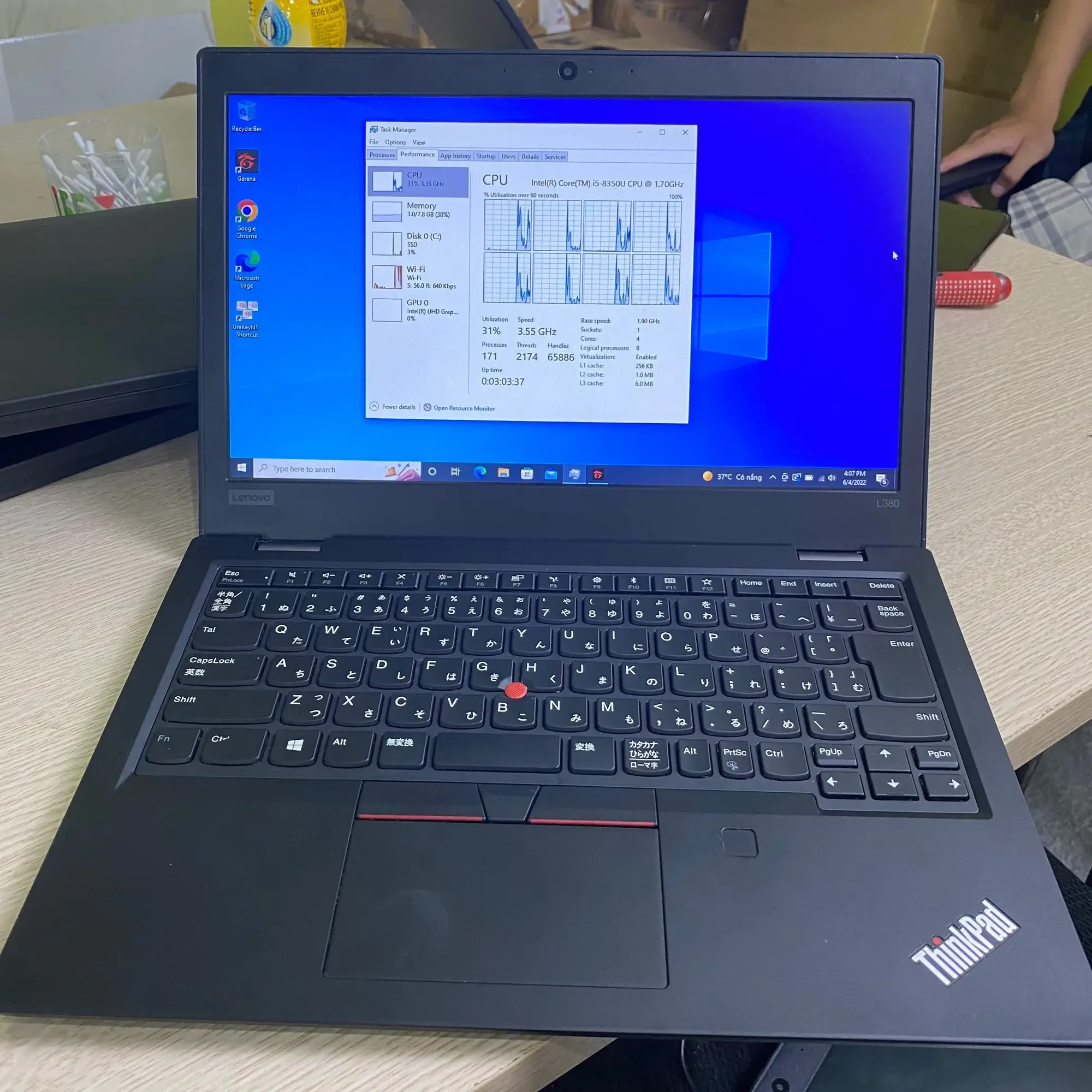 Lenovo thinkpad L380 i5-8350u / Ram 8G /SSD 256G / màn 13,3inch bảo hành 6 tháng