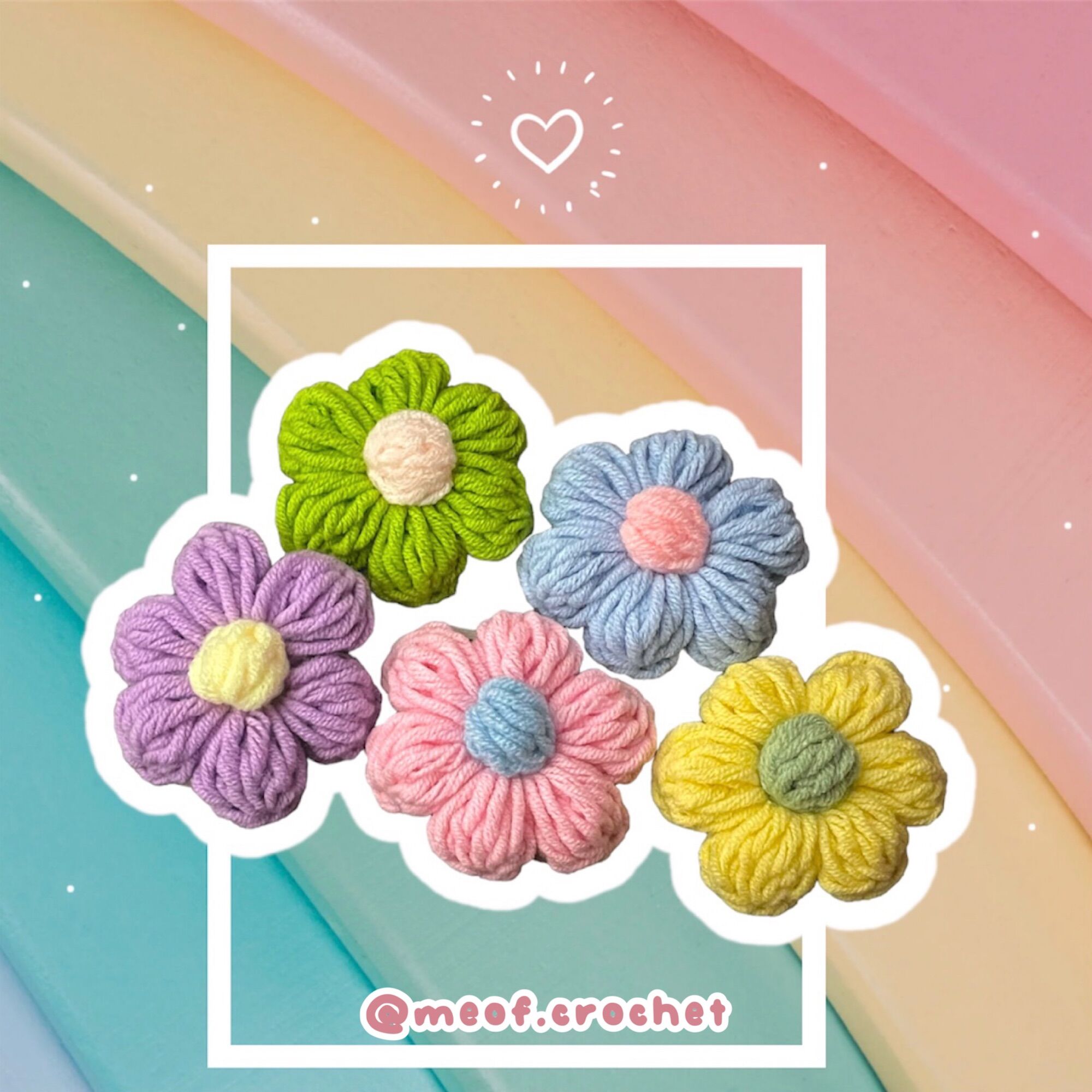 Hoa 6 cánh cài áo, túi trang trí handmade - meof.crochet - Mèo Móc Len