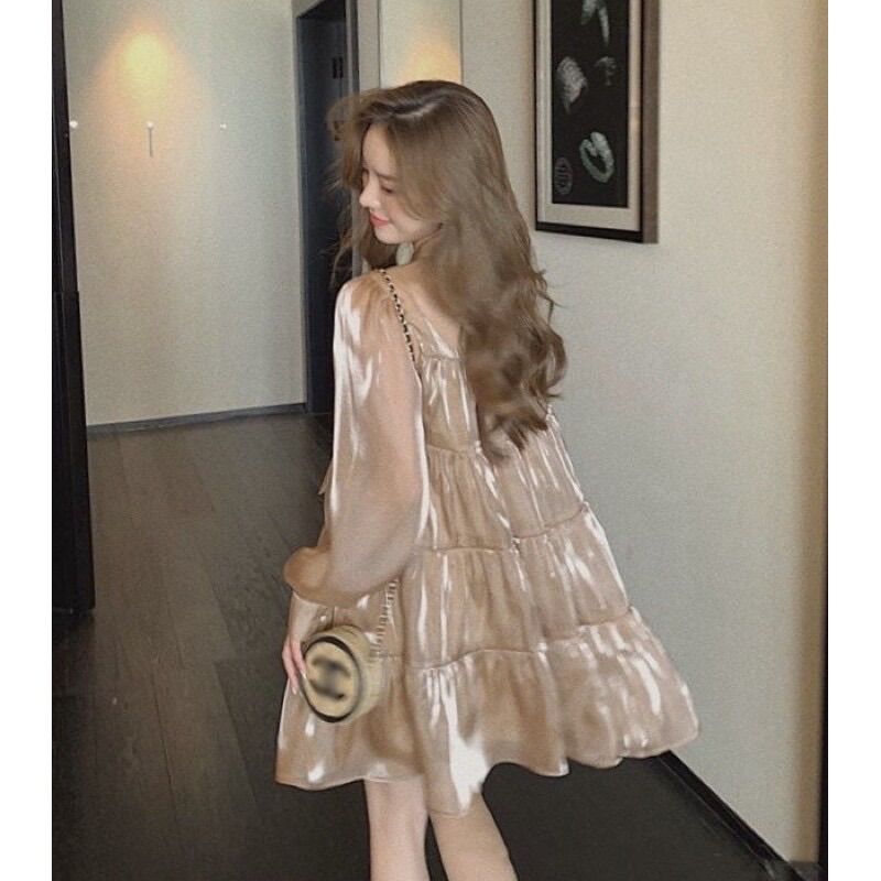 Váy babydoll lụa xếp tầng / mina’s house