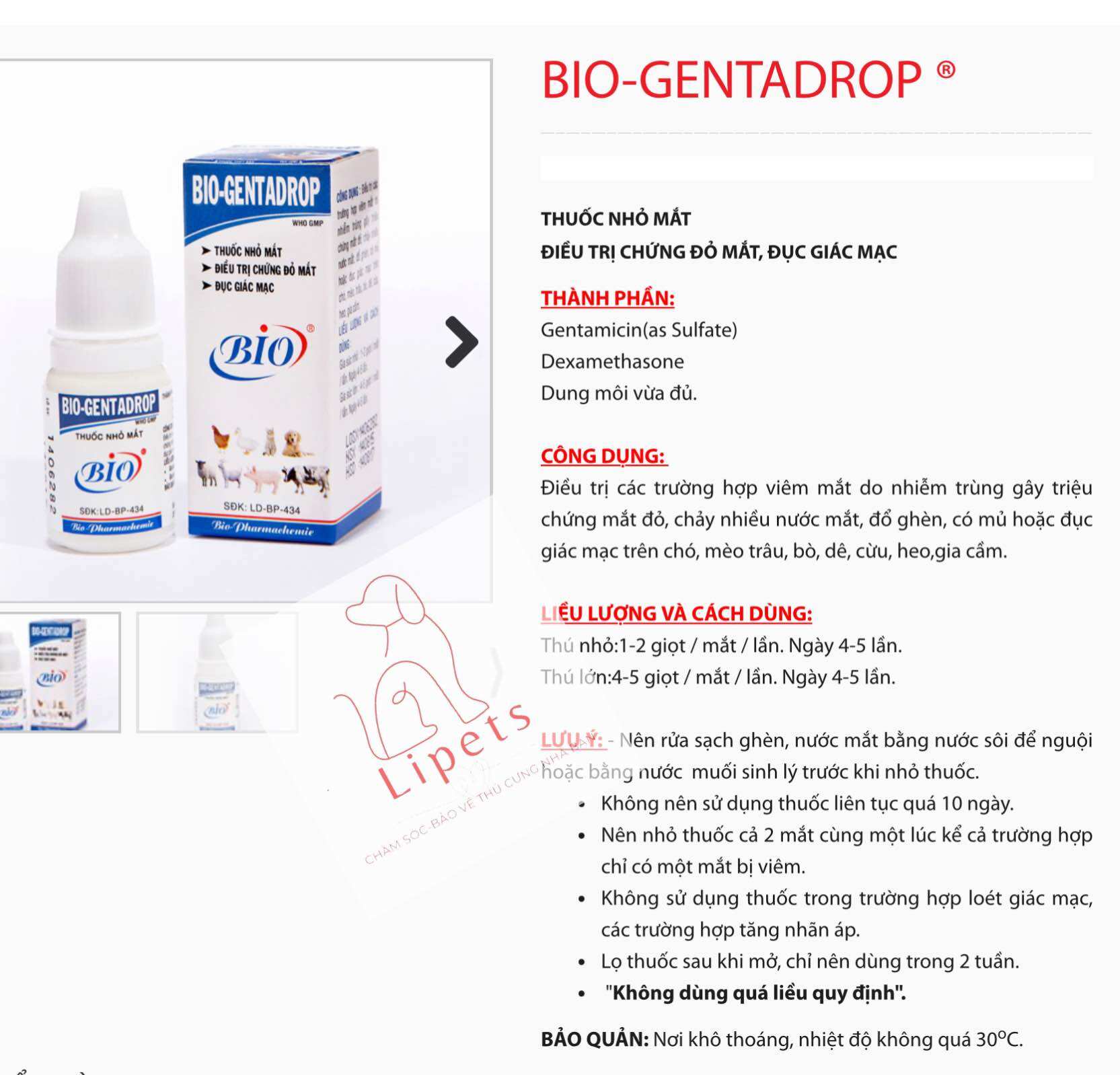 BIO GENTADROP-Nước nhỏ mắt cho chó mèo 10ml