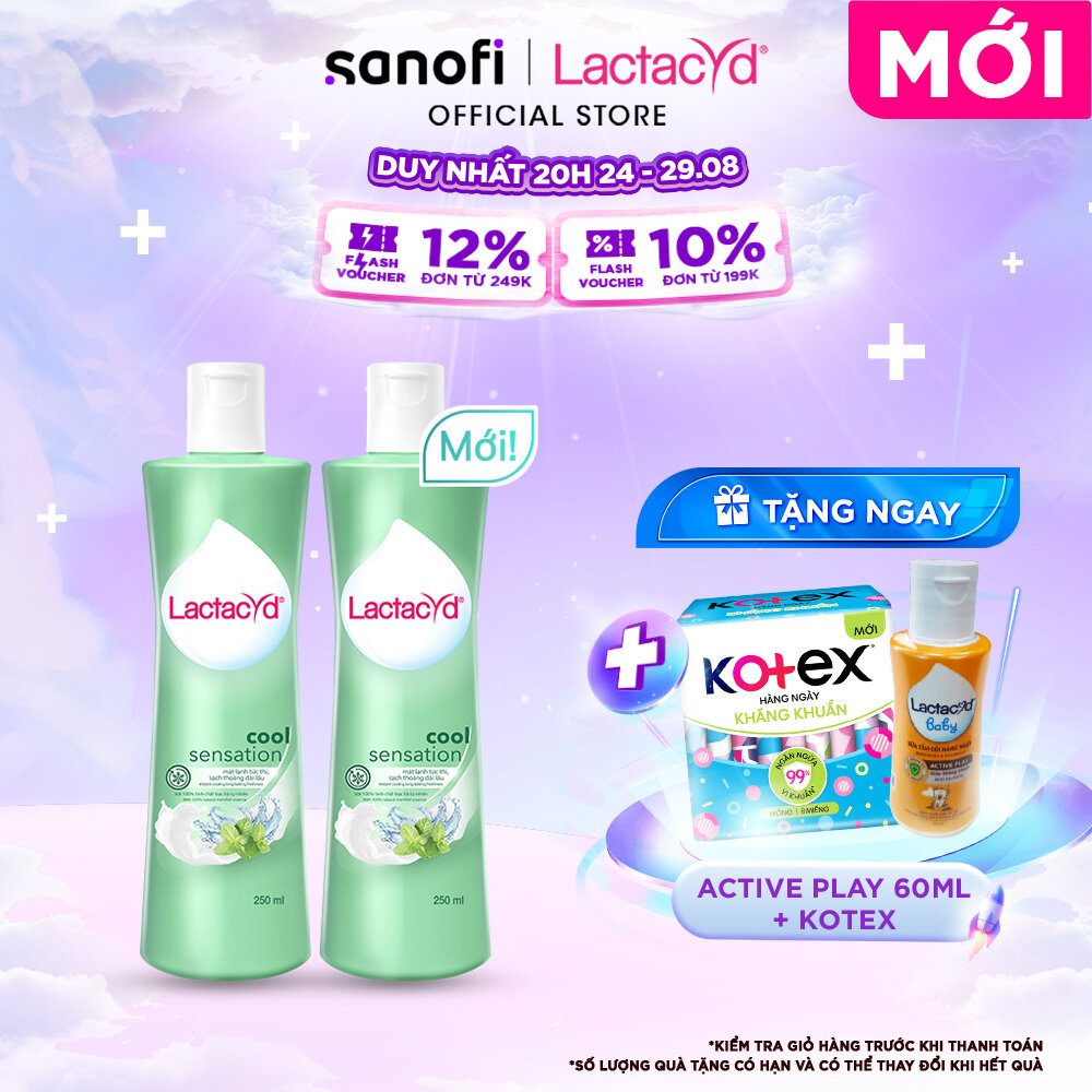 Bộ 2 ddvs phụ nữ lactacyd cool sensation 250ml mát lạnh & sạch thoáng dài lâu