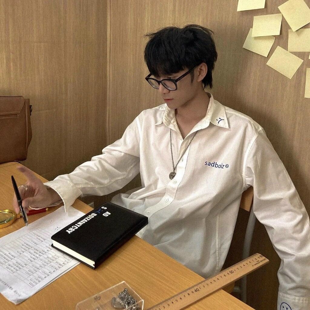 Áo sơ mi SAD BOIZ Full Tag Logo Thêu SIGNATURE OVERSIZED SHIRT - Trắng