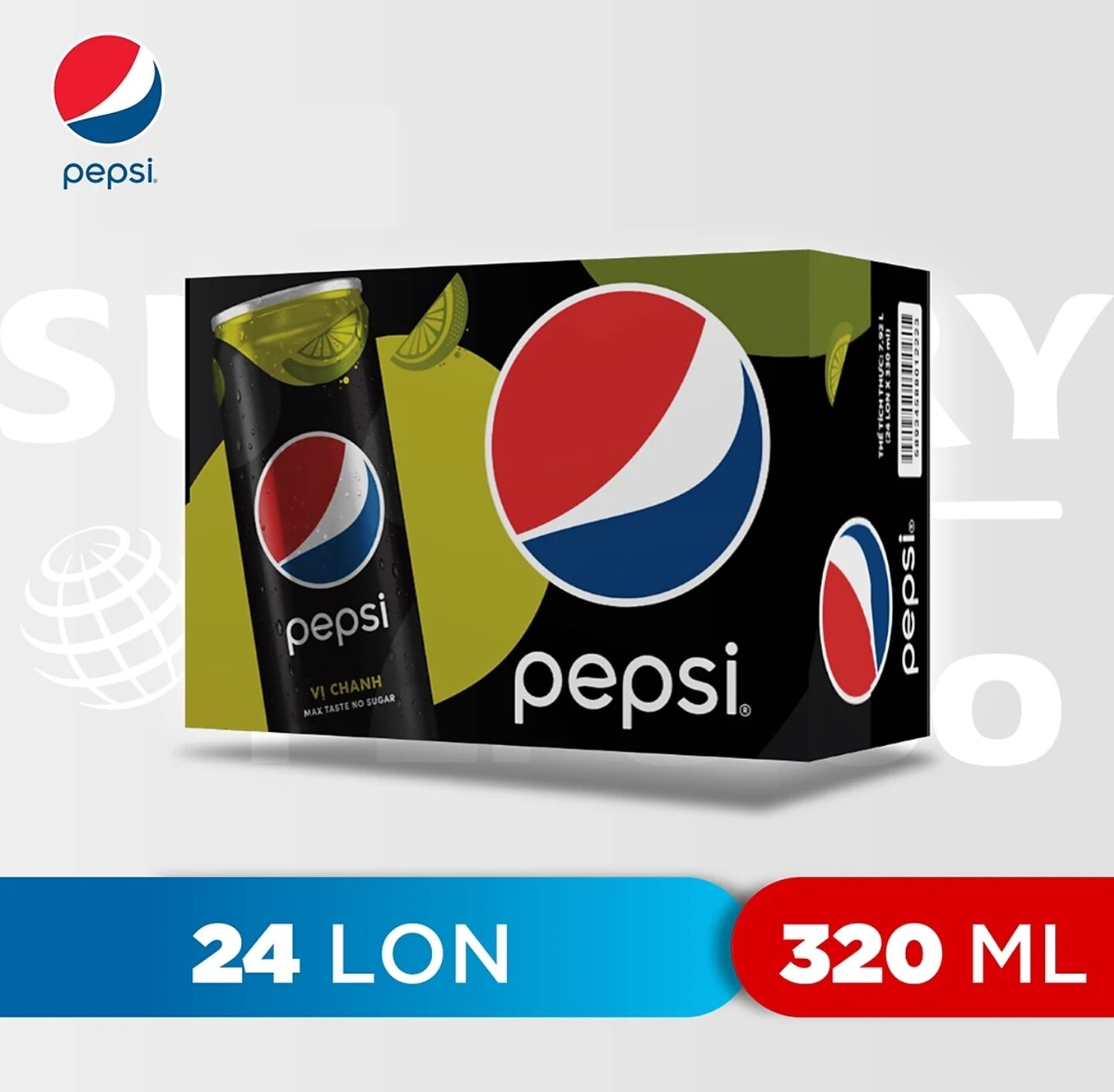 Pepsi Chanh / Pepsi Cola Không Calo (Thùng 24 lon - Lon 320ml)