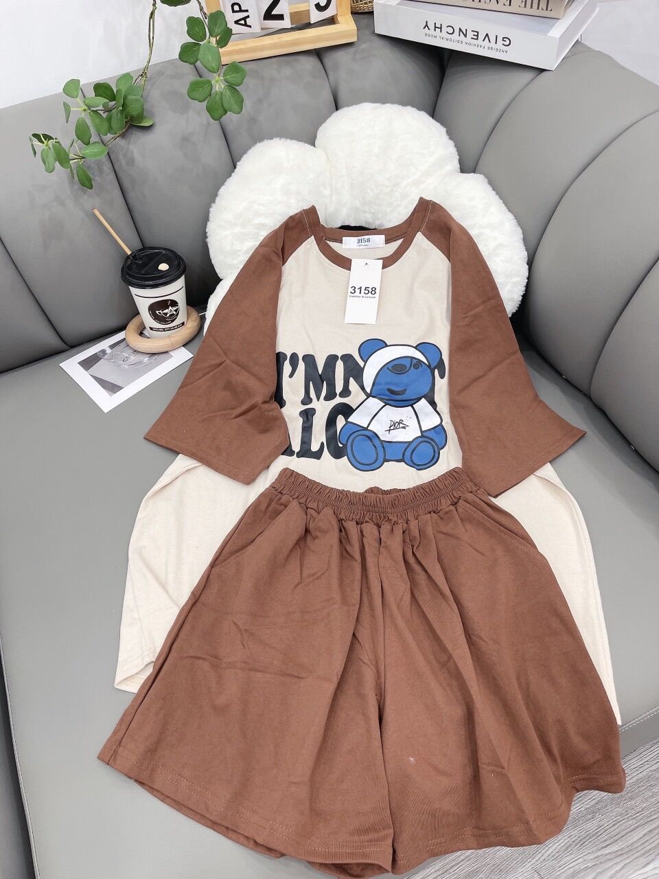 Set bộ đùi chất cotton su - gấu bịt mắt
