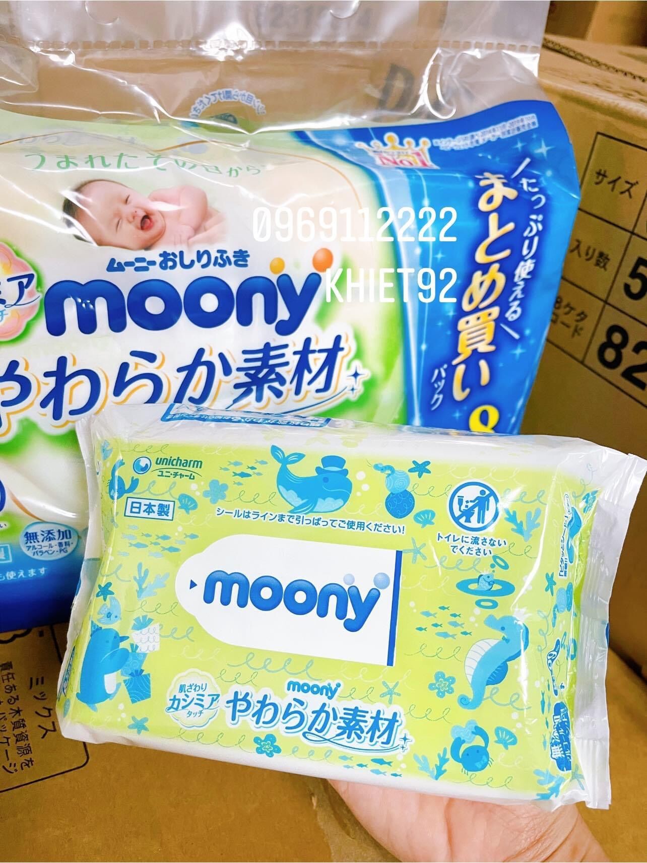 [HCM]1 GOI 80 MIENG KHĂN UỚT MOONY NOI ĐỊA NHẬT