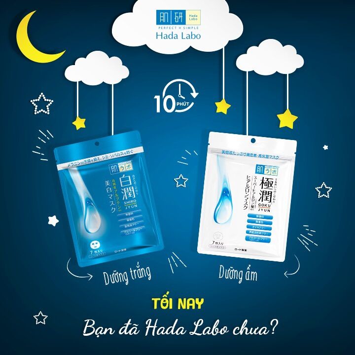 [Nhập RAISINGSTAR18, giảm 30k cho đơn 99k]Mặt Nạ Dưỡng Da Trắng Ẩm Hada Labo 7 Miếng