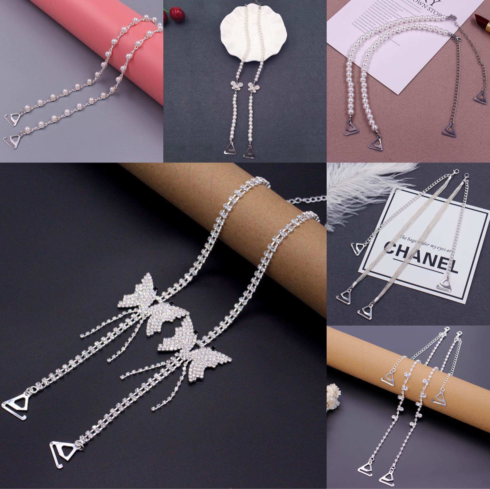 Dây áo ngực LEVAO đính đá và ngọc trai giả thời trang điều chỉnh được kích thước cho nữ