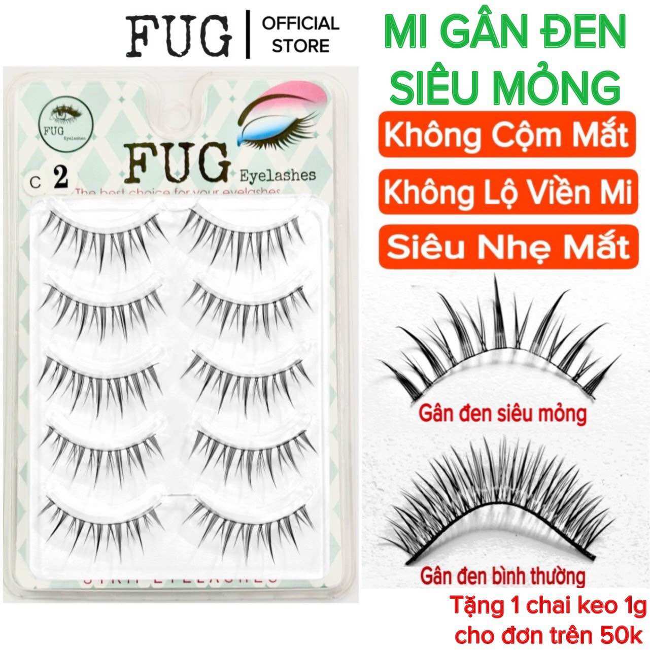 Lông mi giả tự nhiên với gân đen siêu mỏng FUG