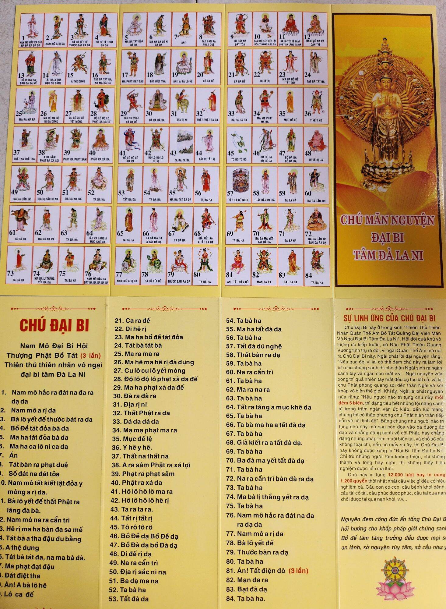 10 tờ chú đại bi 84 vị phật .