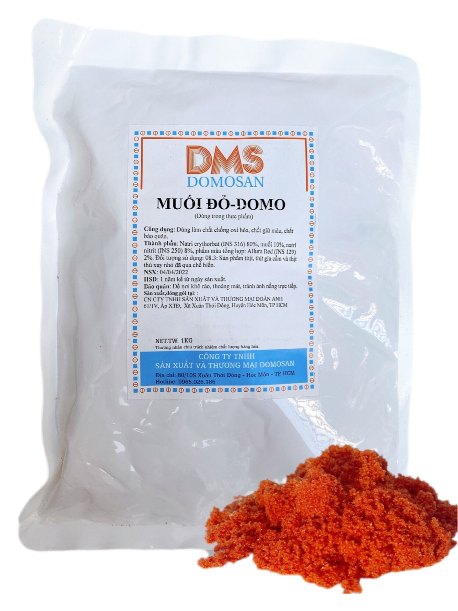 1kg Muối đỏ tạo màu hồng đỏ cho xx, nem chua, jambon,...