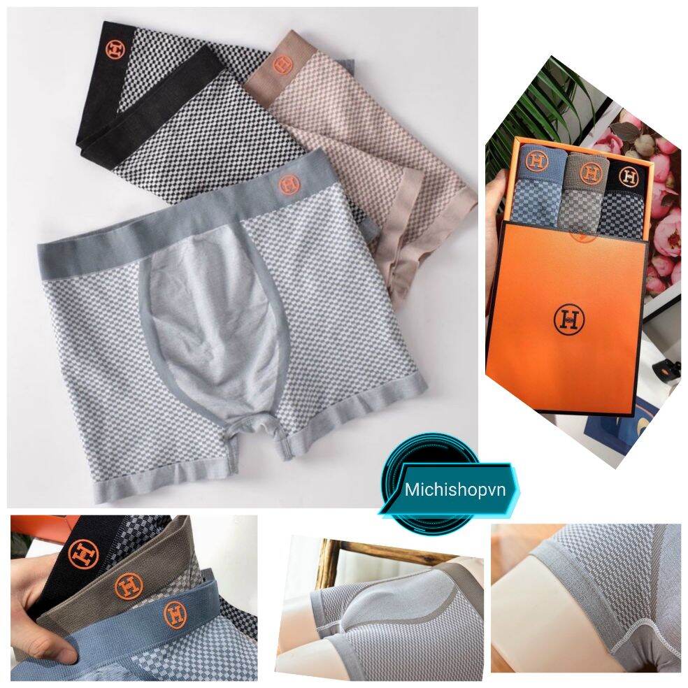 Combo 3 quần lót boxer nam kháng khuẩn cao cấp, lẻ 1 quần sịp đùi nam dệt kim bigsize