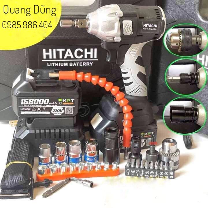 Máy siết bulong Hitachi 220V động cơ không chổi than 3 chức năng khoan tường, bắn vít, siết ốc + Tặng Full phụ kiện