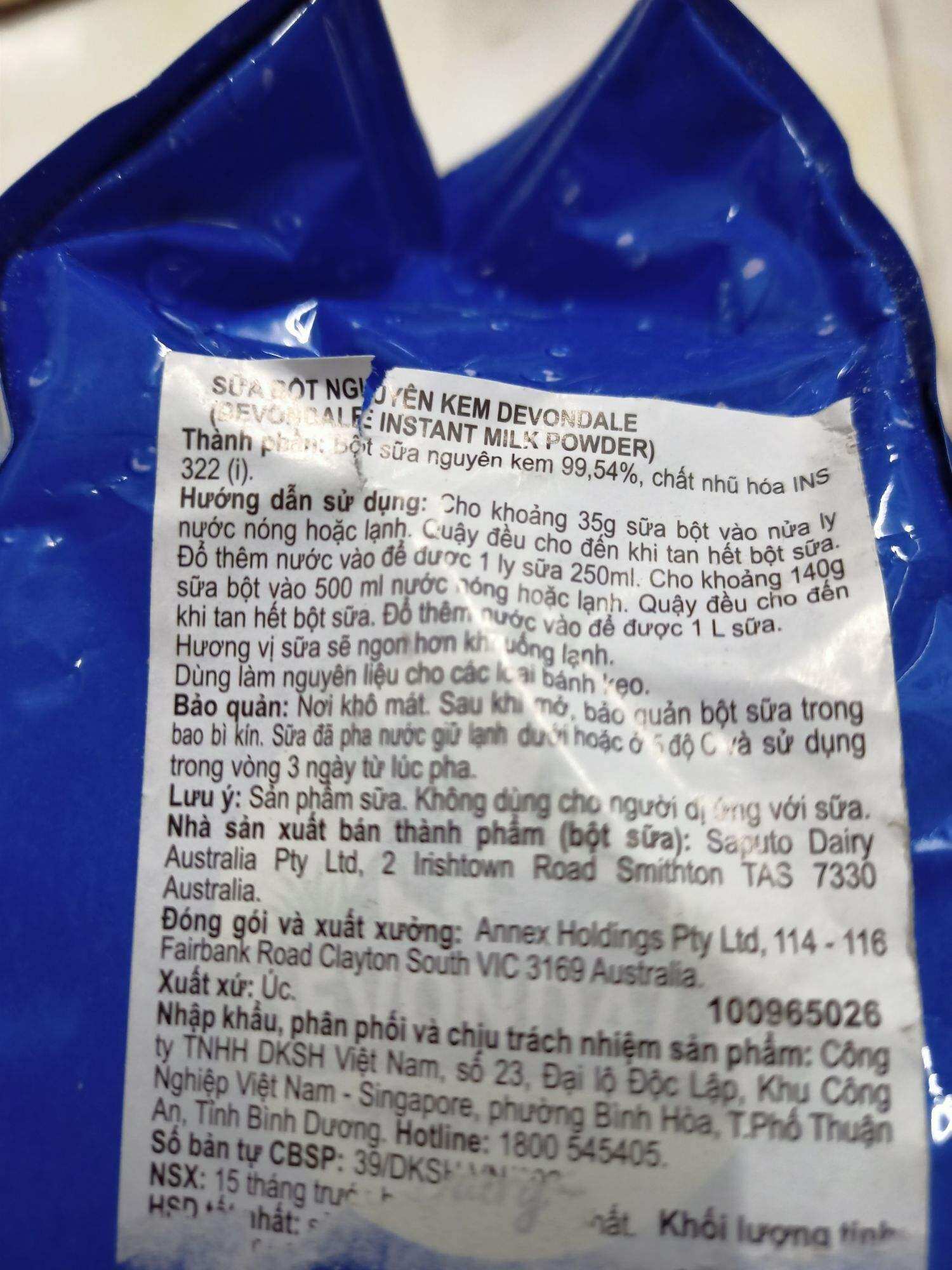 SỮA  BỘT 1KG DEVONDALE- ÚC NK.DATE 27/112023