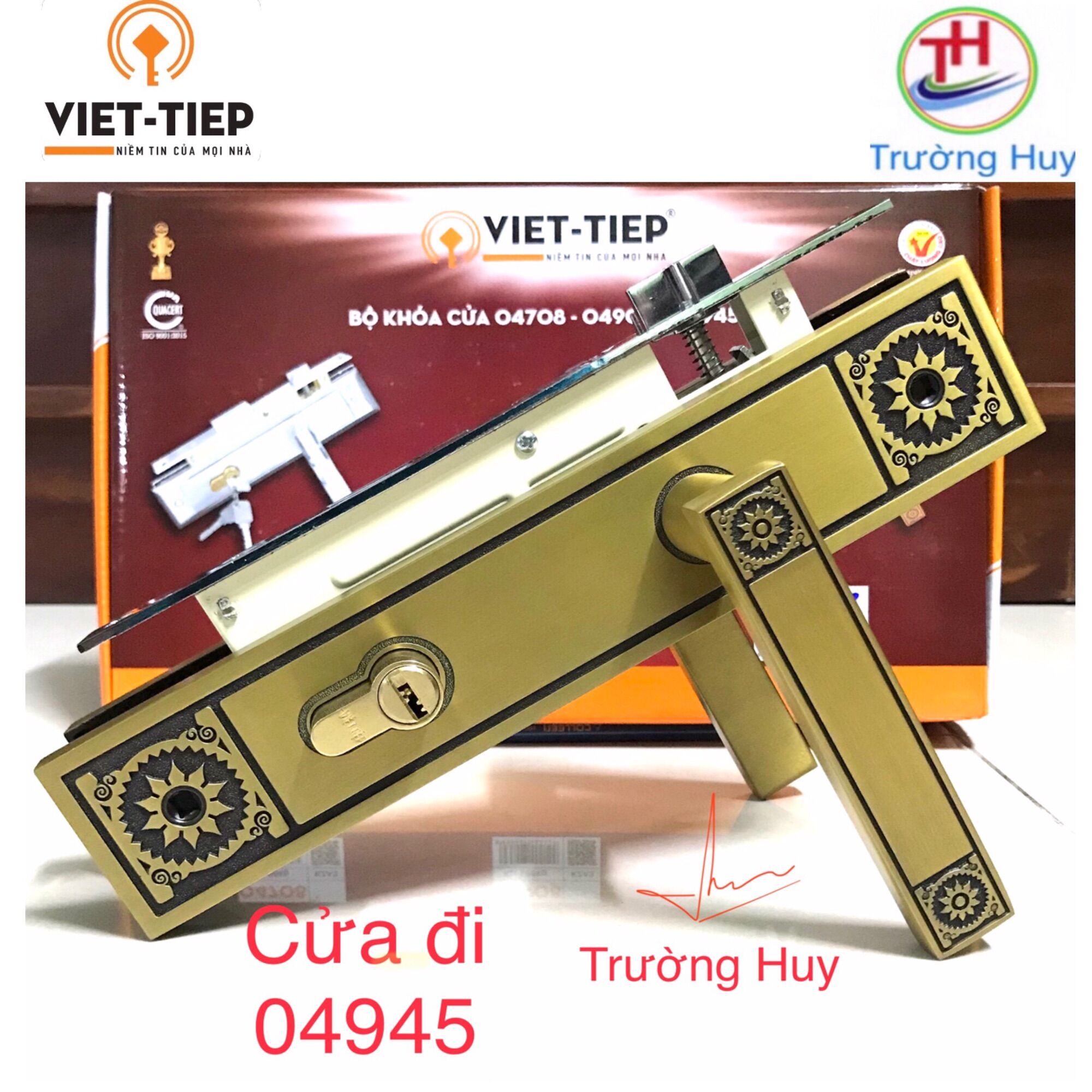 [chính hãng] New hot Khoá cửa đi hoa vân cổ kính Việt Tiệp 04945 - Bảo hành 3 năm