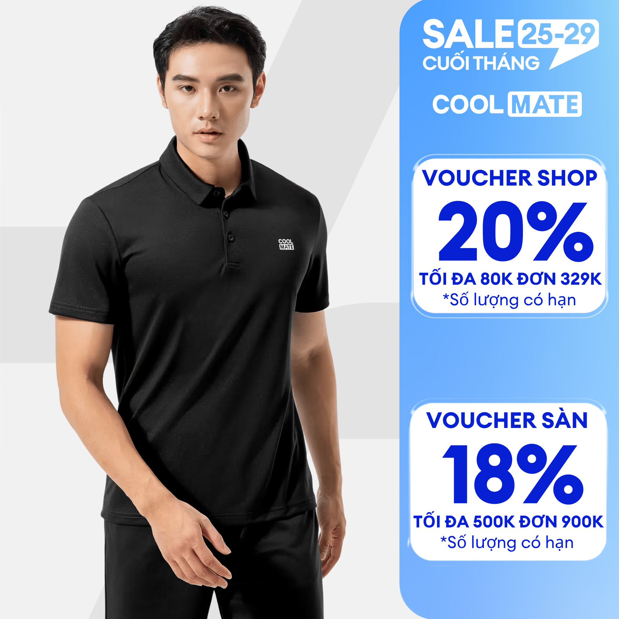 Áo Polo thể thao nam ProMax-S1, áo tập Gym, chạy bộ , Pickleball, Tennis thoáng khí, thấm hút tốt Logo Coolmate