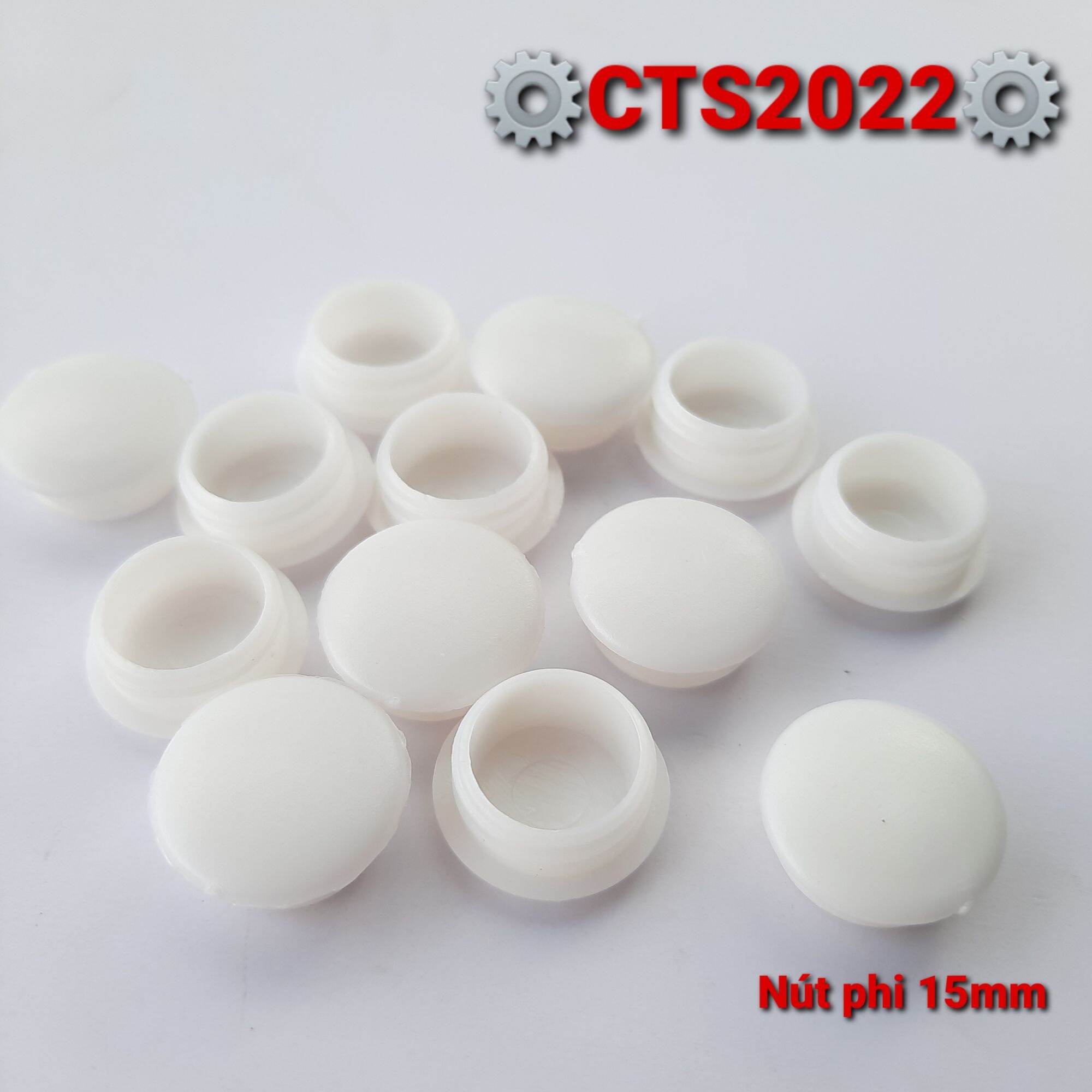 10 White Plastic Buttons to Cover 15mm Holes