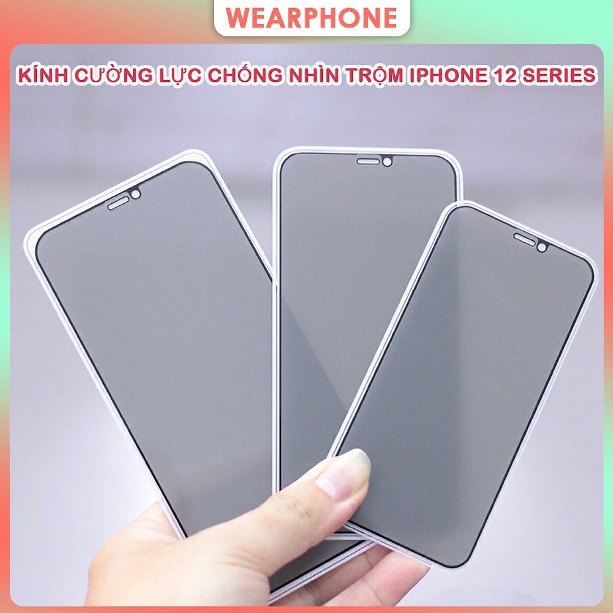 Cường Lực Chống Nhìn Trộm Iphone 6,6+,7,7+,8,8+,X,Xr,11,11pro (Đen, Trắng)