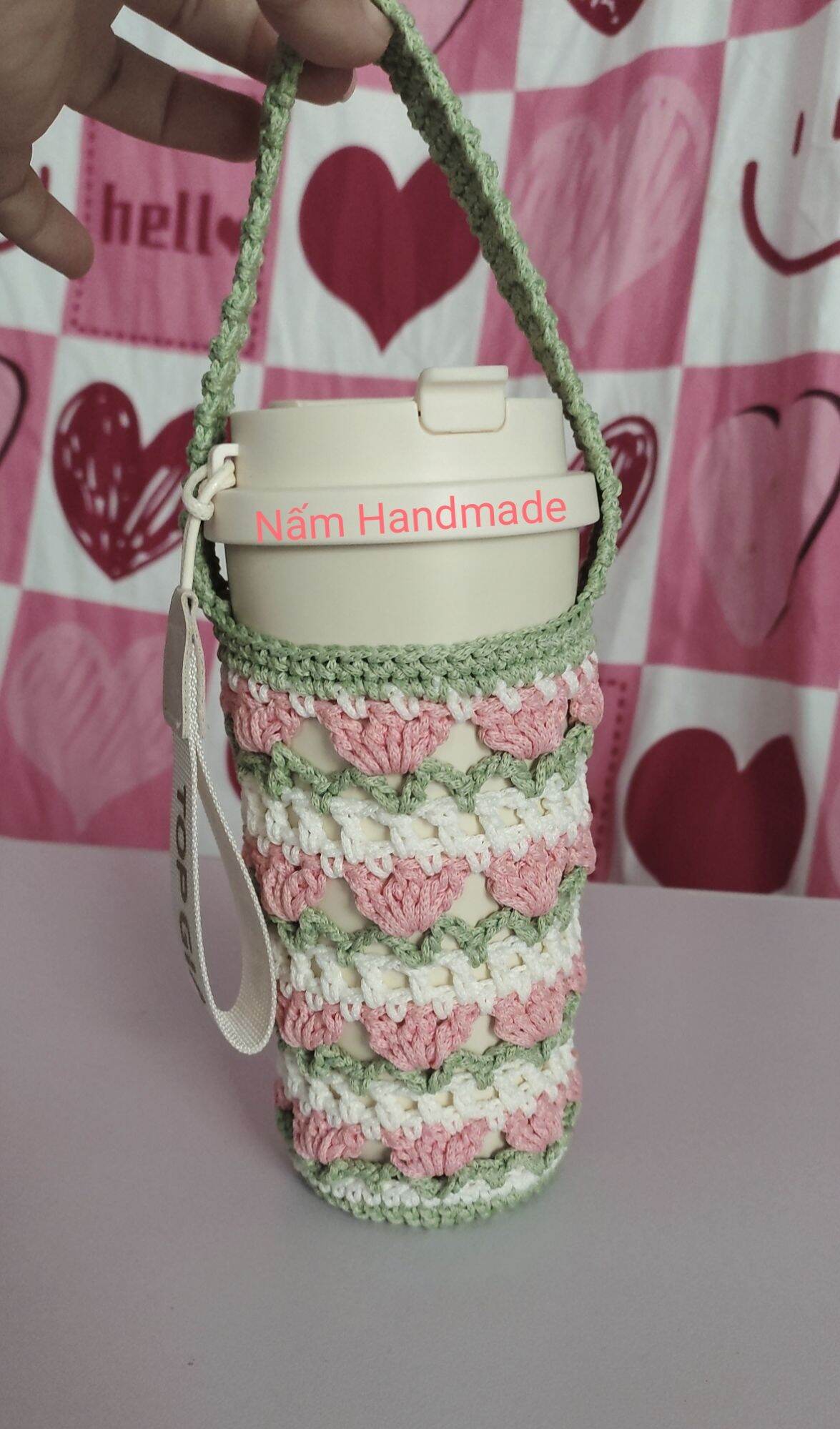 Túi đựng ly giữ nhiệt hoa tulip handmade
