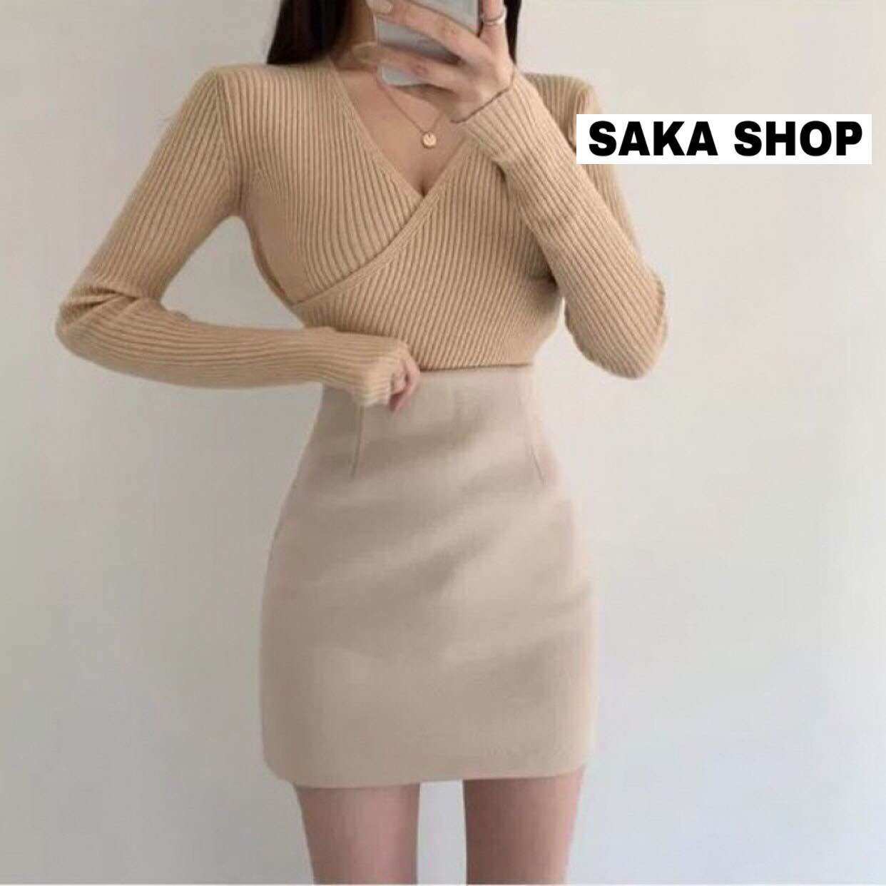 Chân váy công sở ngắn ôm thun gân dày mịn co giãn