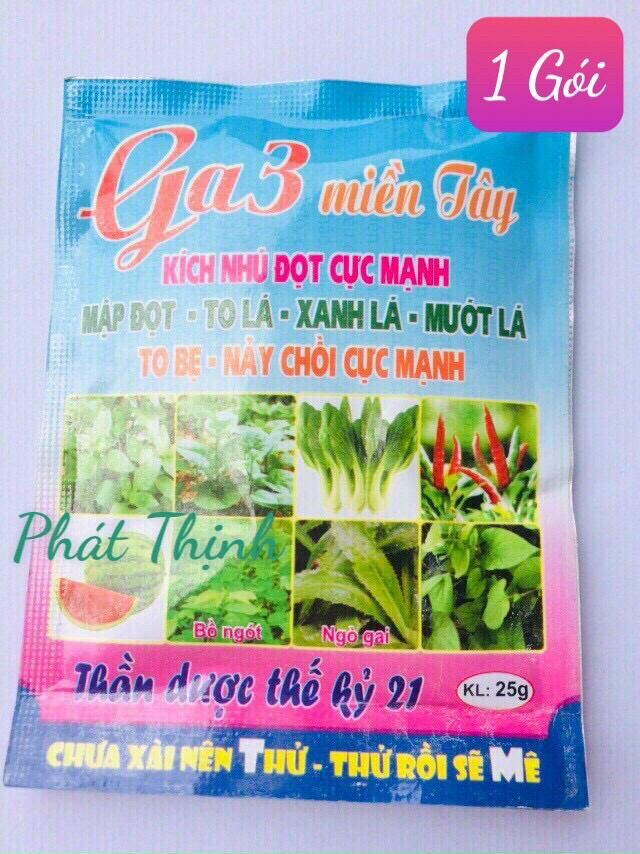 PHÂN BÓN LÁ GA3 Miền Tây Vọt đọt Nhú Đọt Mập, Xanh Cây Mướt Lá, Trắng Cọng, Ra Rễ, To Bẹ, Nặng Ký, Đâm chồi cực mạnh gói 25 gram
