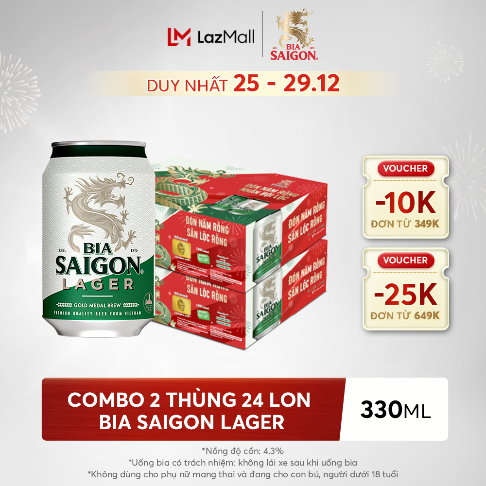 Combo 2 Thùng Bia Saigon Lager 330ml x 24 lon