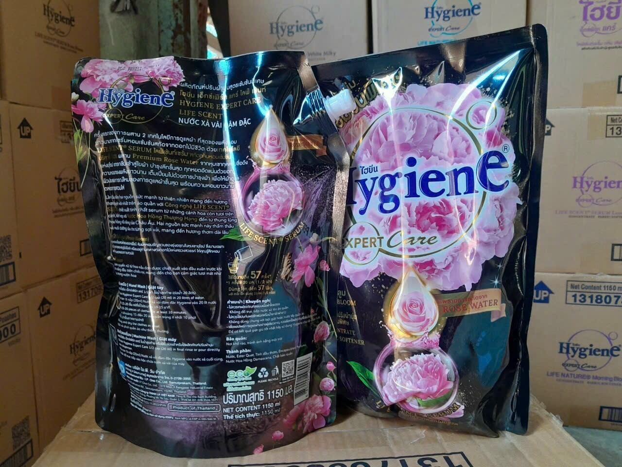 Nước xả vải  đậm đặc Hygiene thơm bền lâu túi 1.1L - Đen hoa mẫu đơn