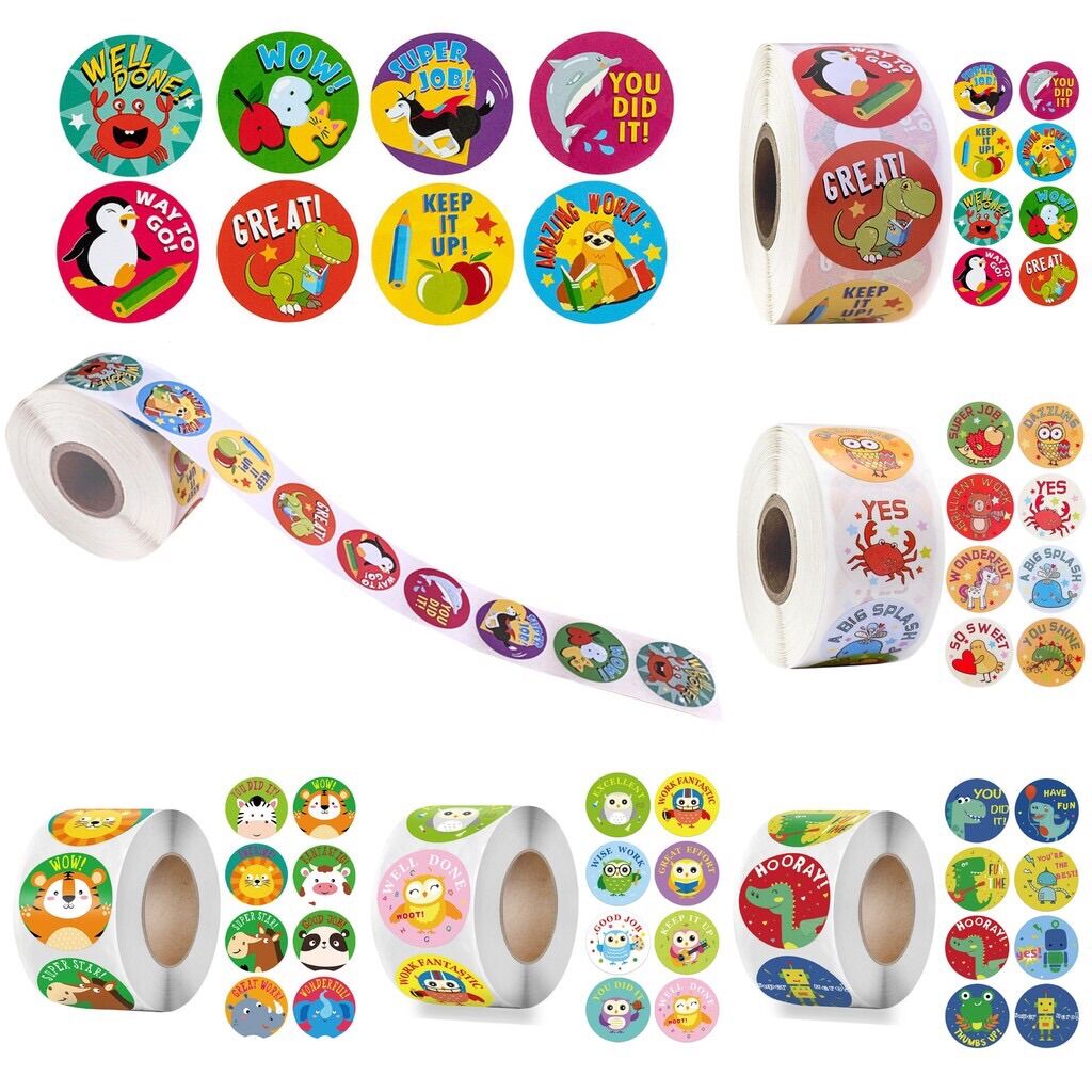 Stickers cuộn khen thưởng, khích lệ bé học tập 500 sticker/1 cuộn
