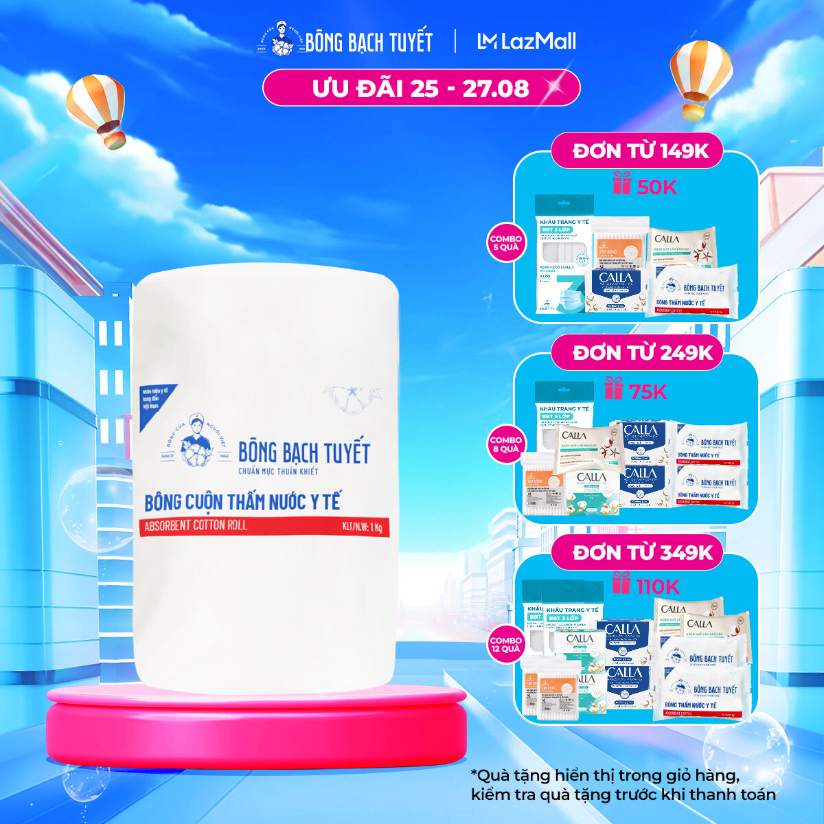 Bông y tế bạch tuyết 1kg - m