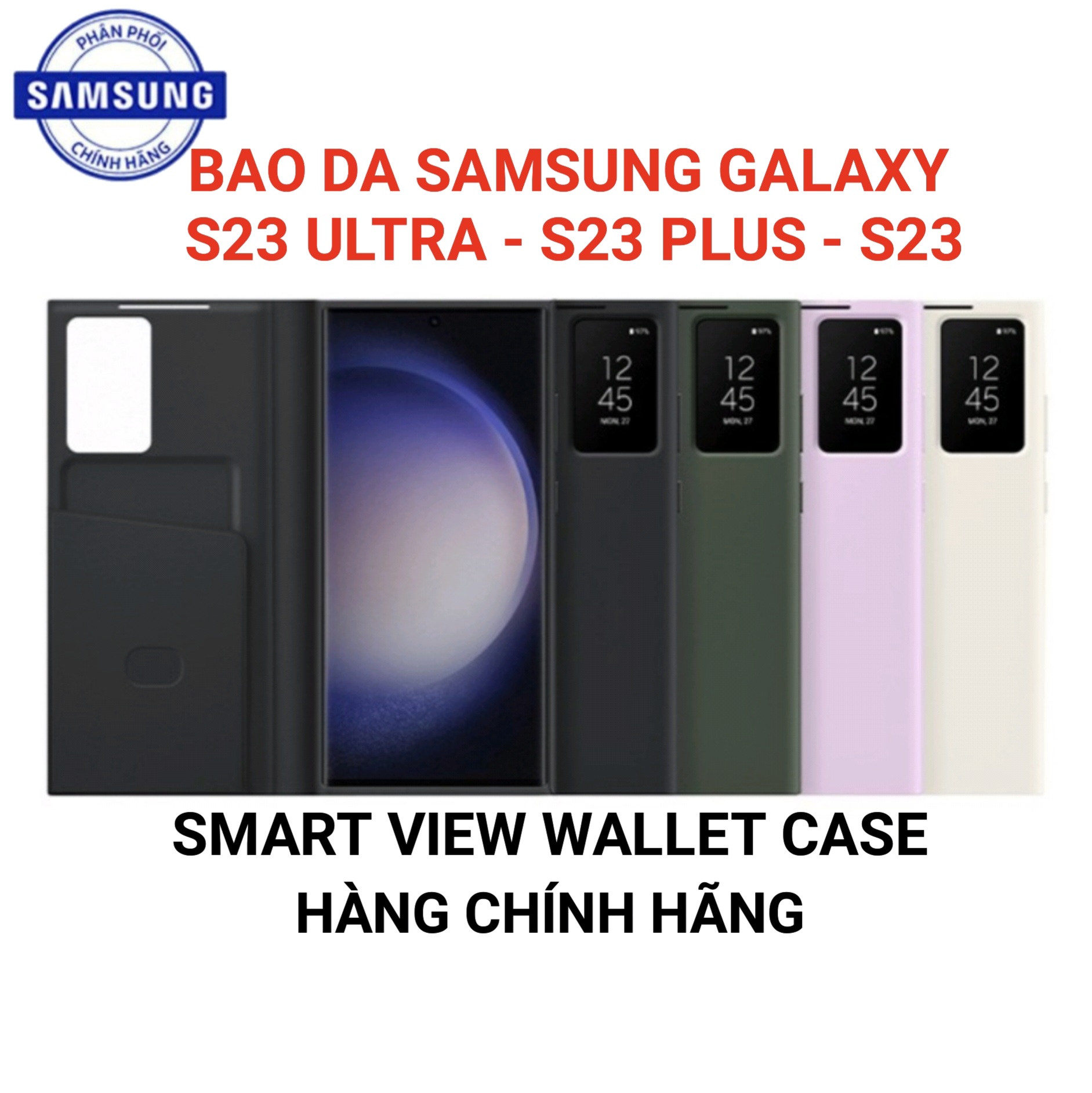 Bao da samsung galaxy s23 ultra - s23 plus - s23 smart view wallet case - hàng chính hãng