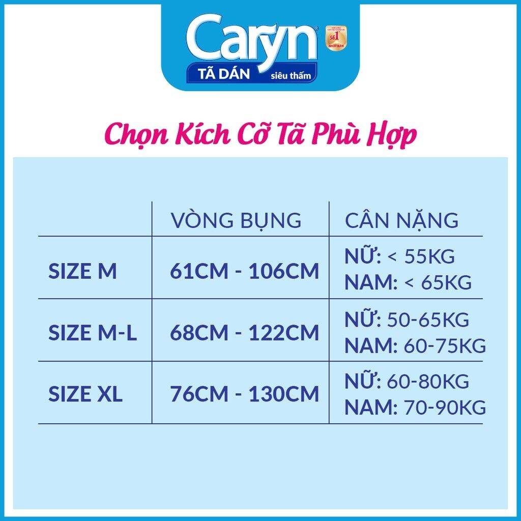 Tã dán người lớn Caryn XL 20 miếng