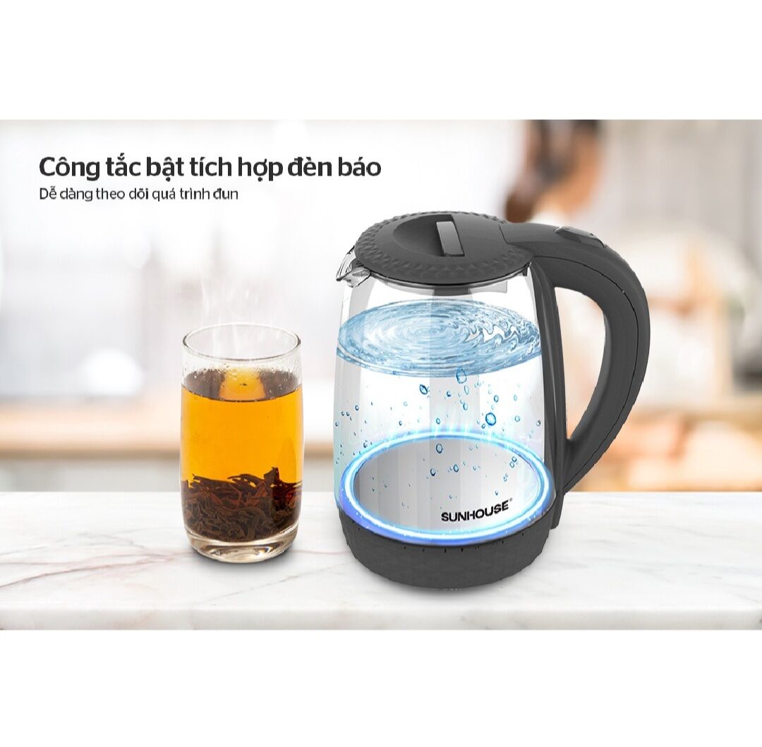 Ấm siêu tốc thủy tinh SUNHOUSE SHD1215B