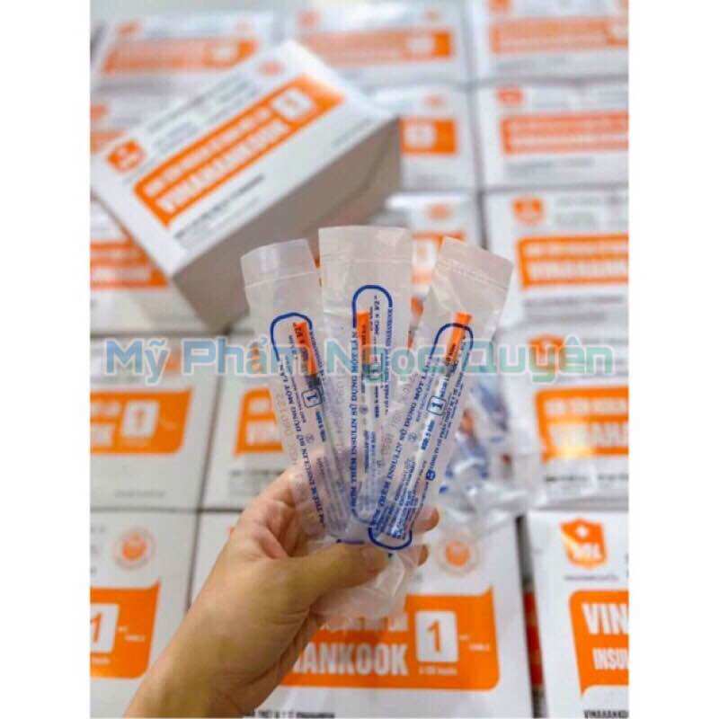 Bơm tiêm tiểu đường 1ml Vinahankook Việt Nam (Hộp 100 cây)