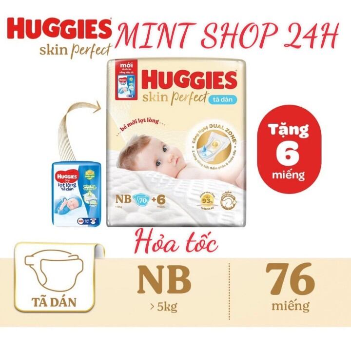 tã dán huggies skin perfect M76+3/L68 mỏng 0.2cm