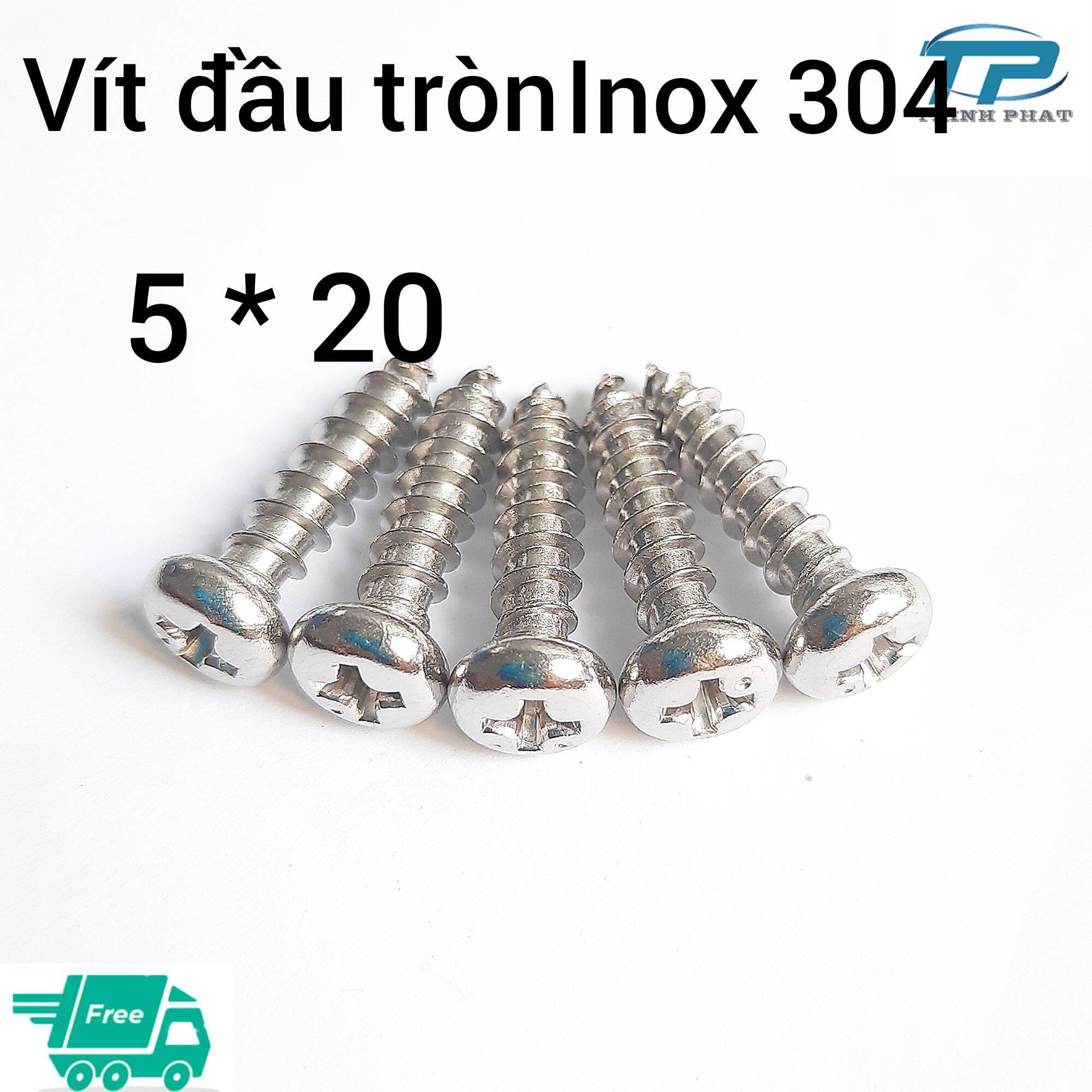 30 con vít inox 304 cao cấp 5*20, đầu tròn,ren thưa